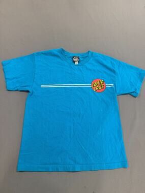 Santa Cruz Unisex Kids L/G Teal Graphic Logo Cotton Crew Neck T-Shirt